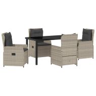 Комплект за хранене в градината 5 pcs Светлосиво полиратан