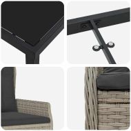 Комплект за хранене в градината 7 pcs Светлосиво полиратан