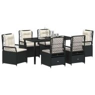 Комплект за хранене в градината 7 pcs Черно полиратан