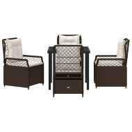 Комплект за хранене в градината 5 pcs Кафяво полиратан