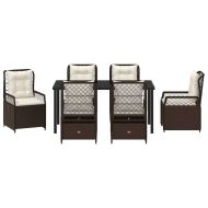 Комплект за хранене в градината 7 pcs Кафяво полиратан