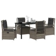 Комплект за хранене в градината 5 pcs Сив полиратан