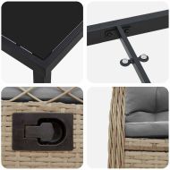 Комплект за хранене в градината 3 pcs Бежово полиратан