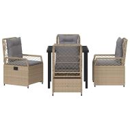 Комплект за хранене в градината 5 pcs Бежово полиратан