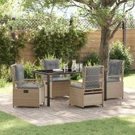 Комплект за хранене в градината 5 pcs Бежово полиратан