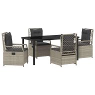 Комплект за хранене в градината 5 pcs Светлосиво полиратан