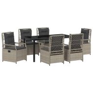 Комплект за хранене в градината 7 pcs Светлосиво полиратан