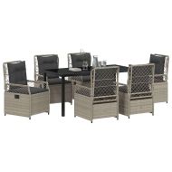 Комплект за хранене в градината 7 pcs Светлосиво полиратан