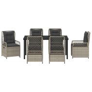 Комплект за хранене в градината 7 pcs Светлосиво полиратан