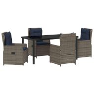 Комплект за хранене в градината 5 pcs Сив Полиратан