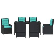 Комплект за хранене в градината 7 pcs Черно Полиратан