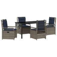 Комплект за хранене в градината 5 pcs Сив полиратан