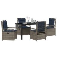 Комплект за хранене в градината 5 pcs Сив полиратан