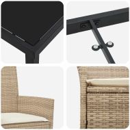 Комплект за хранене в градината 3 pcs Бежово полиратан