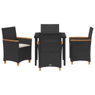 Комплект за хранене в градината 5 pcs Черно полиратан