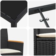 Комплект за хранене в градината 7 pcs Черно полиратан