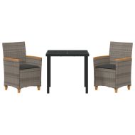 Комплект за хранене в градината 3 pcs Сив полиратан