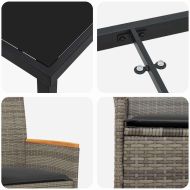 Комплект за хранене в градината 5 pcs Сив полиратан