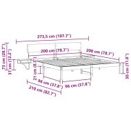 Рамка за легло с таблото Кафяво с восъчно покритие 200 x 200 cm
