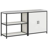 Комплект за кухненско съхранение с рафт 2 pcs Бяло Стомана