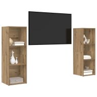 Комплект ТВ шкаф 2 pcs Дъб 107 x 35 x 37 cm Инженерно дърво