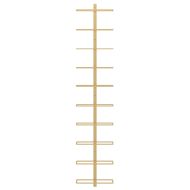 Стойка за вино за 10 бутилки, стенен монтаж, златиста, метал