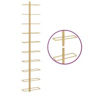 Стойка за вино за 10 бутилки, стенен монтаж, златиста, метал