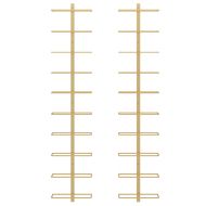 Стенни стойки за вино за 10 бутилки 2 бр златисти метални