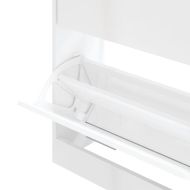 Шкаф за обувки, бял гланц, 63x24x81 см, инженерно дърво