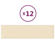 Стенни панели, 12 бр, кремави, 60x15 см, плат, 1,08 м²