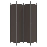Параван за стая, 4 панела, кафяв, 200x220 cм, плат