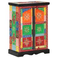 Ръчно декориран бюфет с врати, 53x30x75 см, дърво манго масив