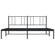 Метална рамка за легло с горна табла, черна, 180x200 см