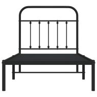 Метална рамка за легло с горна табла, черна, 90x190 см