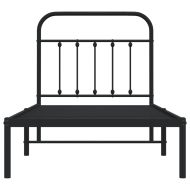 Метална рамка за легло с горна табла, черна, 90x200 см