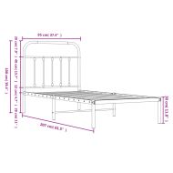 Метална рамка за легло с горна табла, черна, 90x200 см