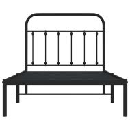Метална рамка за легло с горна табла, черна, 100x190 см
