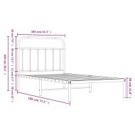 Метална рамка за легло с горна табла, черна, 100x190 см