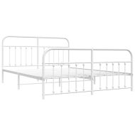 Метална рамка за легло с горна и долна табла, бяла, 183x213 см