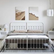 Метална рамка за легло с горна и долна табла, бяла, 183x213 см