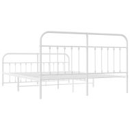 Метална рамка за легло с горна и долна табла, бяла, 183x213 см