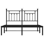 Метална рамка за легло с горна табла, черна, 150x200 см