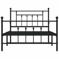 Метална рамка за легло с горна и долна табла, черна, 100x200 см