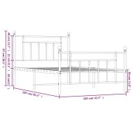 Метална рамка за легло с горна и долна табла, черна, 100x200 см