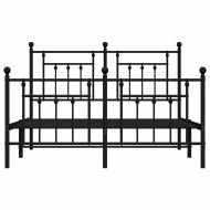 Метална рамка за легло с горна и долна табла, черна, 150x200 см