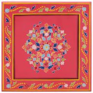 Маса за кафе, розова, ръчно рисувана, мангово дърво масив