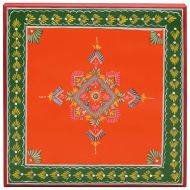 Маса за кафе, оранжева, ръчно рисувана, мангово дърво масив