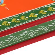 Маса за кафе, оранжева, ръчно рисувана, мангово дърво масив