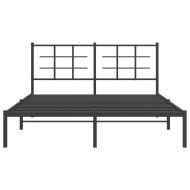 Метална рамка за легло с горна табла, черна, 160x200 см