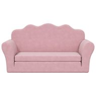 Детско диванче-легло, 2-местно, розово, мек плюш